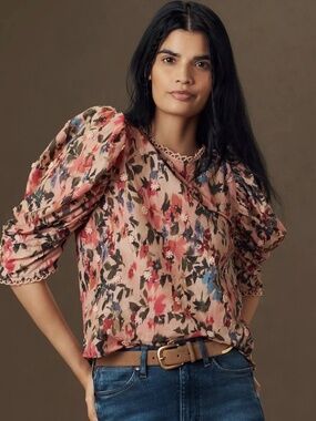 Farm Rio Puff-Sleeve Floral Blouse